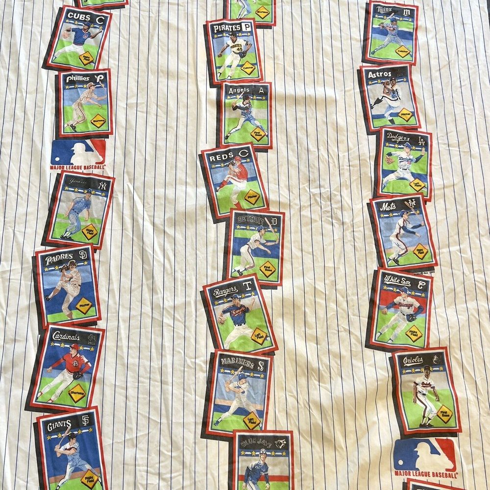 Vintage MLB Baseball Trading Cards Twin Fitted Sheet 1989 BIBB